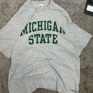 Y2k gray msu michigan state‎ spell out tshirt